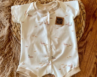 Baby boy summer romper/baby duck outfit/summer baby clothes/organic baby clothes/newborn boy/boy baby shower/baby gift/boy duck outfit