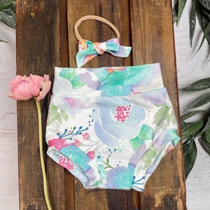 Baby, Toddler Organic knit Floral Bummies/Baby Summer Clothing/Baby Girl/Toddler Girl/Toddler Summer Clothing/Floral Baby Bloomers