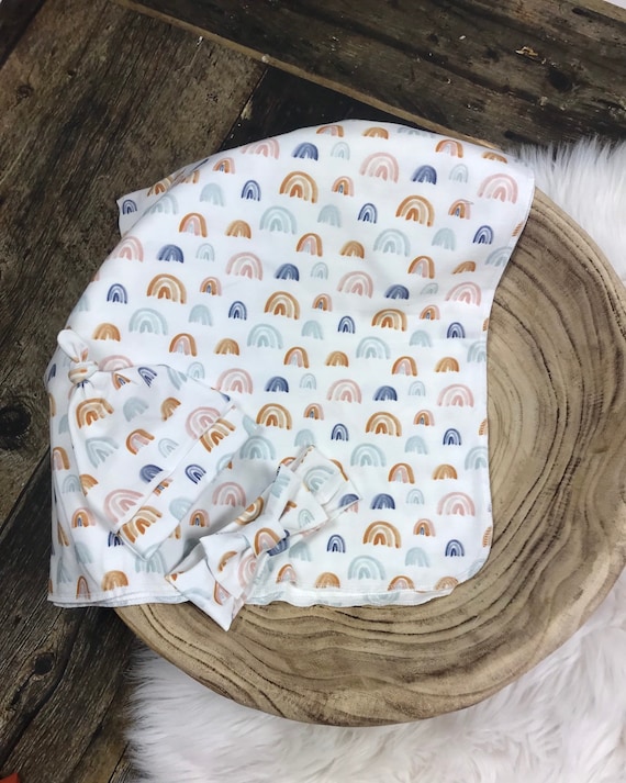 neutral rainbow swaddle