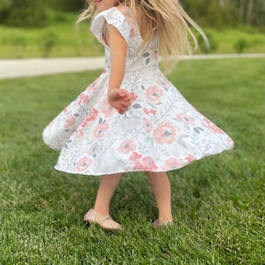 Watercolor Earthtone Twirl Dress/Girl Twirl Dress/Toddler Twirl Dress/ Birthday Dress/Big sister