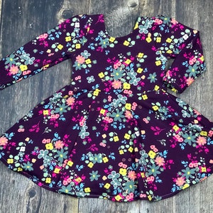 Infant, toddler, girl twirl dress, circle dress in Blooming Plum, girl birthday dress