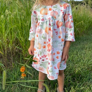 Fall Floral Dress/Baby Toddler, Girl Fall Dress/Family Pictures/Fall Dress/pumpkin Dress/Earthtone floral dress/Thanksgiving Dress