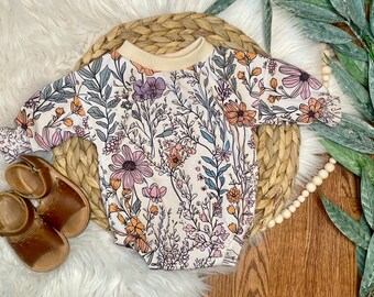 Ensemble bio pour bébé fille/nouveau-né/vêtements bio pour bébé/barboteuse-pull pour bébé/pull floral pour bébé/nouveau-né fille/bambin fille/cadeau bébé