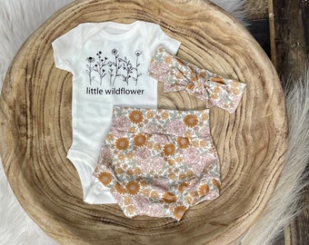Boho Baby,Toddler Floral Bummies/Earth Tone Bummies/Baby Summer Clothing/Baby Girl/Little wildflower/Toddler Summer Clothing/ Baby Bloomers
