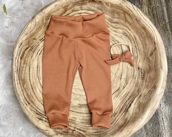 Copper Ribbed Organic Knit Joggers/Rust Ribbed organic knit joggers/Gender neutral baby, toddler/Fall pants/Fall clothes/Premie clothing