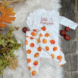 Baby pumpkin outfit/little pumpkin/baby fall clothes/toddler pumpkin pants/Halloween pants/Thanksgiving pants image 4