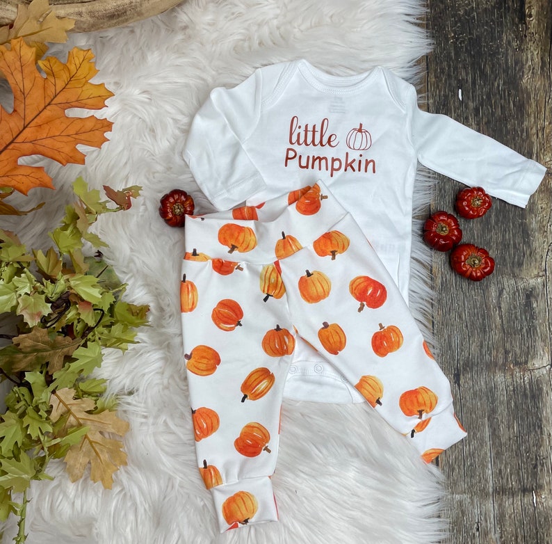 Baby pumpkin outfit/little pumpkin/baby fall clothes/toddler pumpkin pants/Halloween pants/Thanksgiving pants image 4