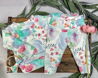 Tenue bio bébé fille/nouveau-né fille/bébé fille boho tenue/tout-petit fille tenue/premie fille/fille floral leggings/bébé à emporter/cadeau bébé