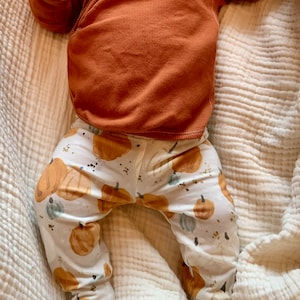 Organic Fall outfit/Baby Fall Clothing/organic baby clothes/Pumpkin pants/Baby First Fall/baby halloween/baby thanksgiving/baby fall outfit