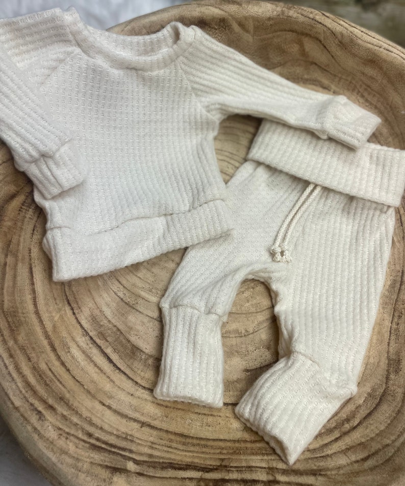 Gender Neutral Baby Outfit/waffle Knit Outfit/oatmeal Waffle Etsy
