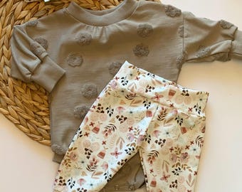 Ensemble bio pour bébé fille/nouveau-né/tenue à fleurs pour bébé fille/tenue pour toute petite fille/Combinaison pull à fleurs et pantalon de jogging à fleurs/cadeau pour bébé