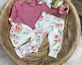 Chica recién nacida que viene a casa traje Floral / niña llevar a casa / ducha del bebé / traje de niña recién nacido / niña bebé / chica premie / ducha del bebé