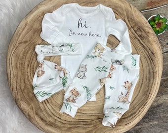 Tenue de retour à la maison unisexe pour bébé/genre neutre/Vêtements pour bébés animaux/bébés animaux/Vêtements pour bébés/Cadeau pour baby shower/Premie Baby