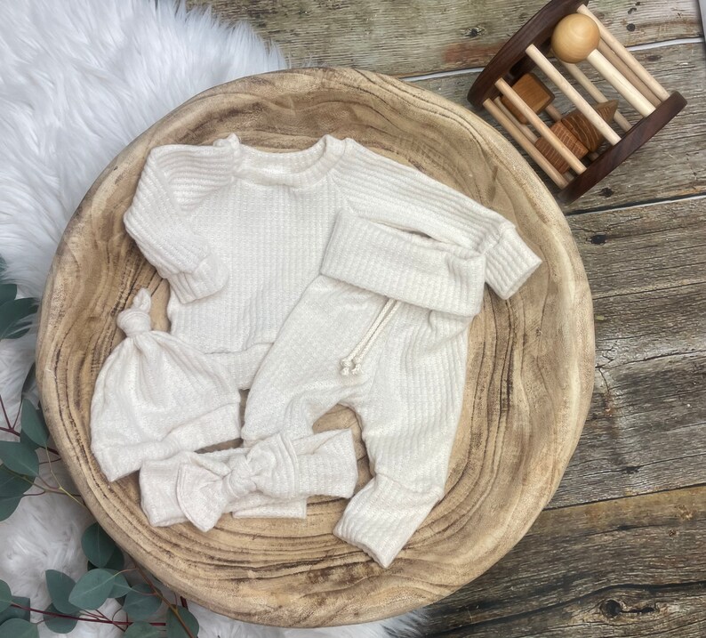 Gender Neutral Baby Outfit/waffle Knit Outfit/oatmeal Waffle Etsy