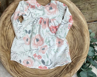 Earthtone Floral Girl Dress/Organic Girls’ Dress/Girl First Birthday/Baby Girl Dress/Family Pictures Dress/Floral Dress/girl’s Floral Dress