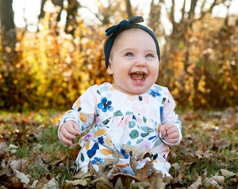 Earthtone Floral Girl Dress/Organic Girls’ Dress/Girl First Birthday/Baby Girl Dress/Family Pictures Dress/Floral Dress/girl’s Floral Dress