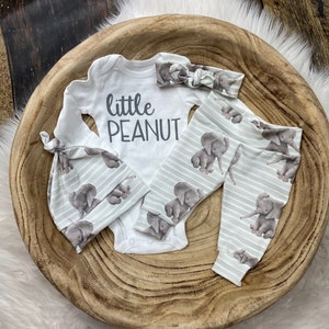 Gender Neutral Coming Home Outfit, Baby Boy Baby Girl Coming Home Outfit, Unisex Little peanut Outfit:Elephant Pants & Hat, baby shower