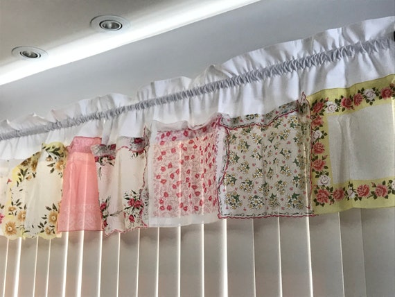 Sale Window Treatments Hankies Pink White Hankie Valances Etsy