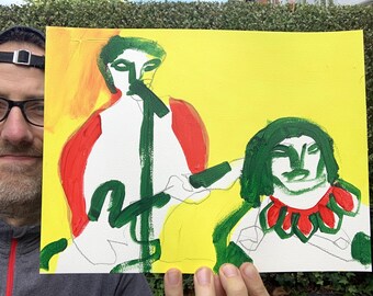 Band Prac Sep 3 2026 7 - Acrylic Painting on Card - Thick Paper Original Sketch