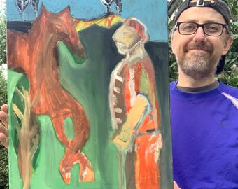 Horse and Man - Oil Painting on Canvas - Original Art - Stretched Ready to Hang