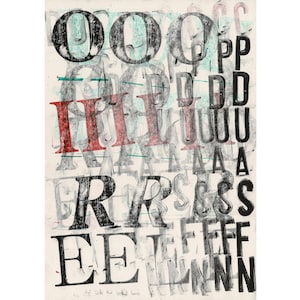 Edgeworth Johnstone - Monoimpresión hecha a mano Aesphonly - Obra de arte original en prensa tipográfica sobre papel tamaño A4, arte de texto, letras, arte de letras, dada