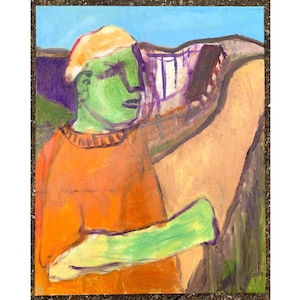 Edgeworth Johnstone - Man on Path - oil on canvas painting, signed, original, stretched canvas 20x16in, UK direct from artist