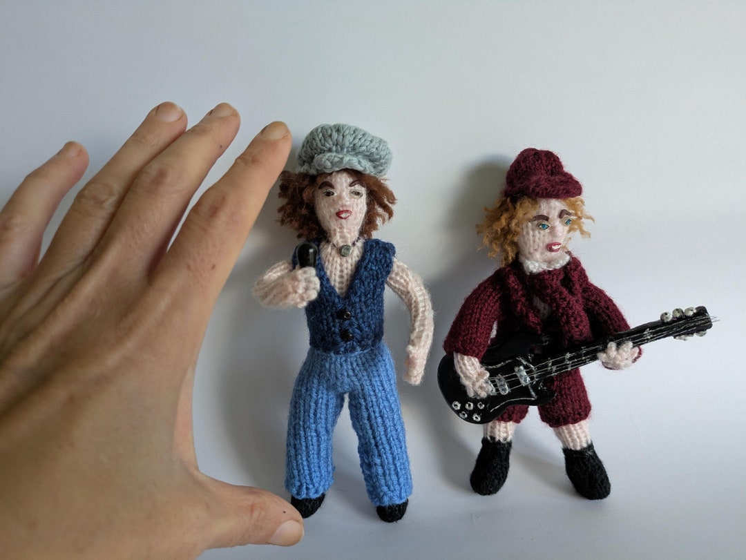Angus Young & Brian Johnson, AC/DC - Knitted Dolls, Miniature ...