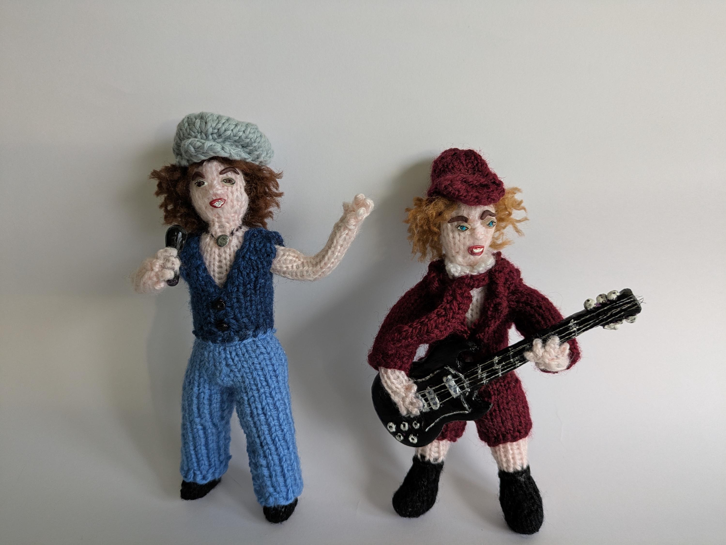 Angus Young & Brian Johnson, AC/DC - Knitted Dolls, Miniature