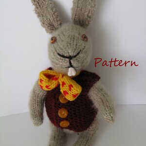 Knitted March Hare,  Lewis Carroll bookstory character, PATTERN, PDF file, tutorial