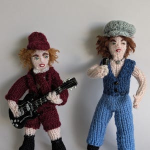 Angus Young & Brian Johnson, AC/DC - Knitted Dolls, Miniature ...