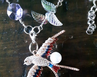 Swallow, BIRD, Handmade, Necklace + Bracelet + Earrings,  Sunshine Bird,  Bird love, Friendship,  Gift