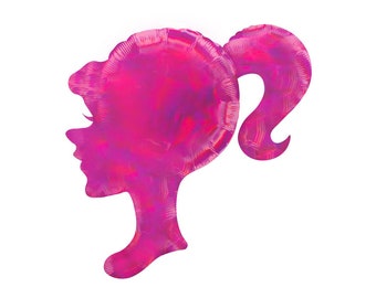 28" Hot Pink Woman's Shadow head shape foil balloon, female outline, ladies birthday, girl's party, bachelorette, free and FAST SHIP