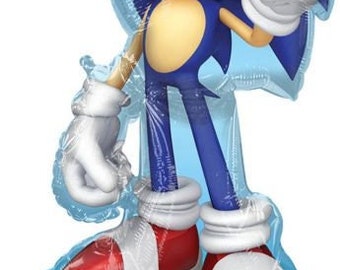 53" Sonic the Hedge Hog Column Foil Balloon, huge, big, giant decoration, any occasion, free and FAST SHIP