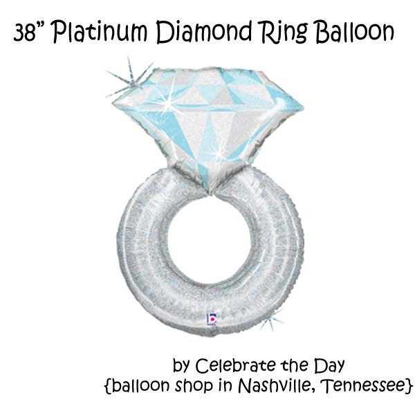 38" Bling Platinum Diamond Ring foil balloon, option 3, bridal, girls weekend, engagement, bachelorette, wedding, party decoration, Bling