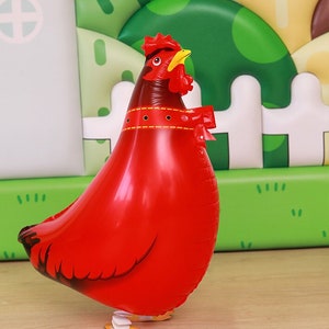 Two Chicken pet balloons, farm party, barnyard decoration, poultry, animal, free and FAST SHIP