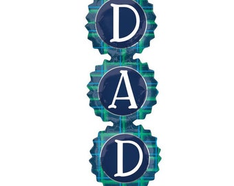 38" Dad checks foil balloon, fathers day, celebrate dad, birthday, party, decoration, free and FAST SHIP