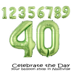 40&quot; Number Foil Balloon in Lime Green, party decoration, age birthday, anniversary, years, Free and FAST SHIP