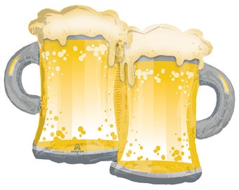 32&quot; TWO Beer Mugs, Cheers, Big foil balloon, party decoration, dirty thirty birthday, FAST SHIP