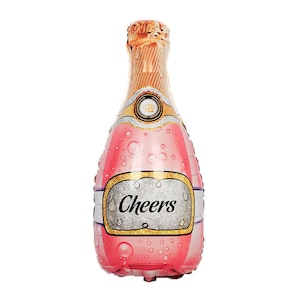 35&quot; Cheers Pink Wine Bottle foil balloon, bachelorette, bride weekend, birthday, girls weekend, cheers toast, Free and FAST SHIP