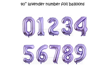40&quot; Number Foil Balloon in Lavender, party decoration, age birthday, anniversary, years, Free and FAST SHIP