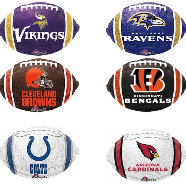 NFL Team Helmet and Football shape foil balloons, sports fan, touchdown, Free and FAST SHIP