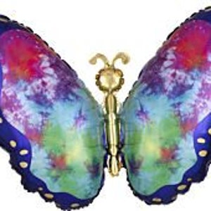 26" Tie Dye Butterfly foil balloon, garden party, butterflies, decoration, free and FAST SHIP