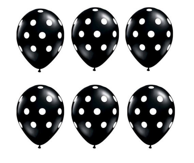 Polka Dots on Black Set of 12 11 Latex Balloons party decoration