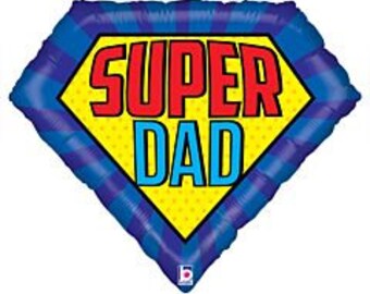 30" Super Dad foil balloon, fathers day, celebrate dad, birthday, party, decoration, free SHIP