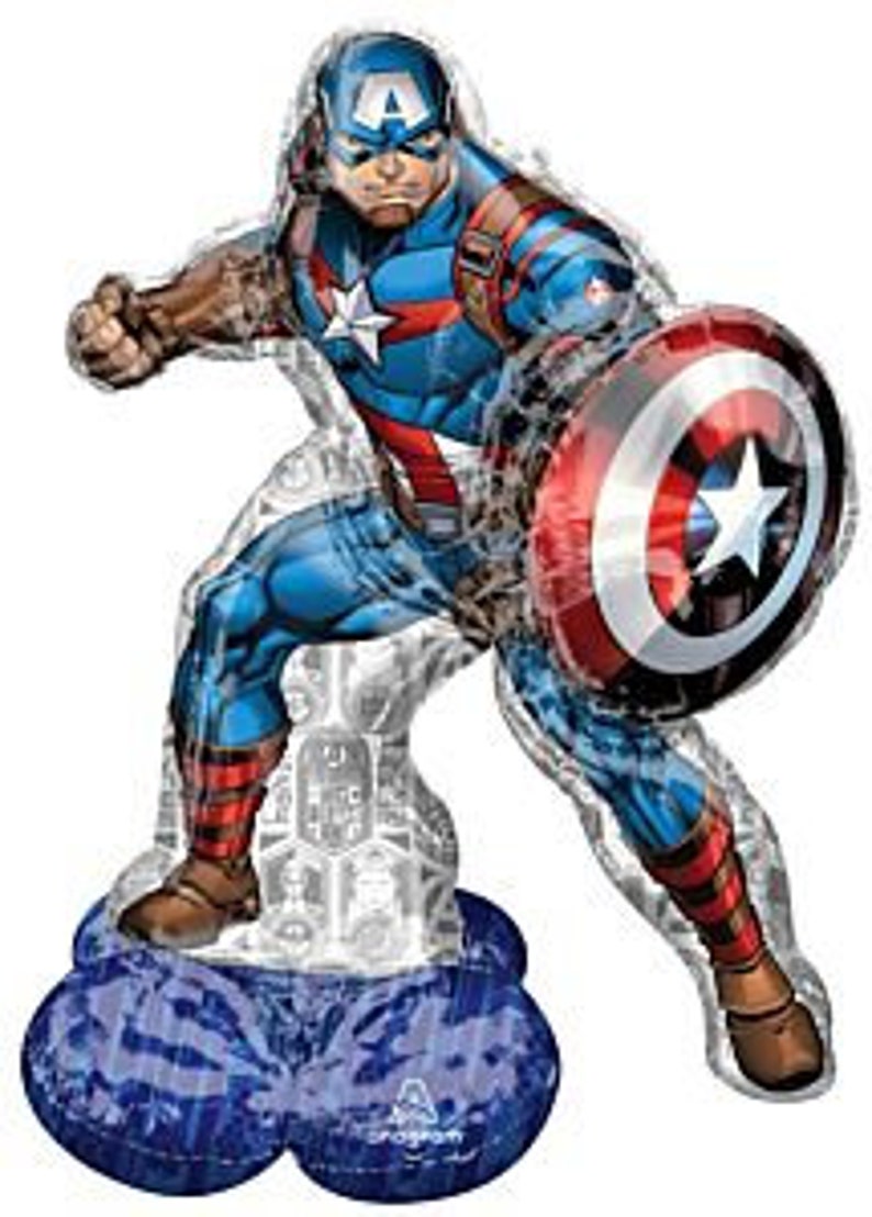 58" Captain America Column Foil Balloon, huge, big, giant decoration, any occasion, FREE SHIP image 1
