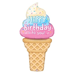 60&quot; Ice Cream Cone Foil balloon, happy birthday to you, dessert, big party decoration, Free and FAST SHIP