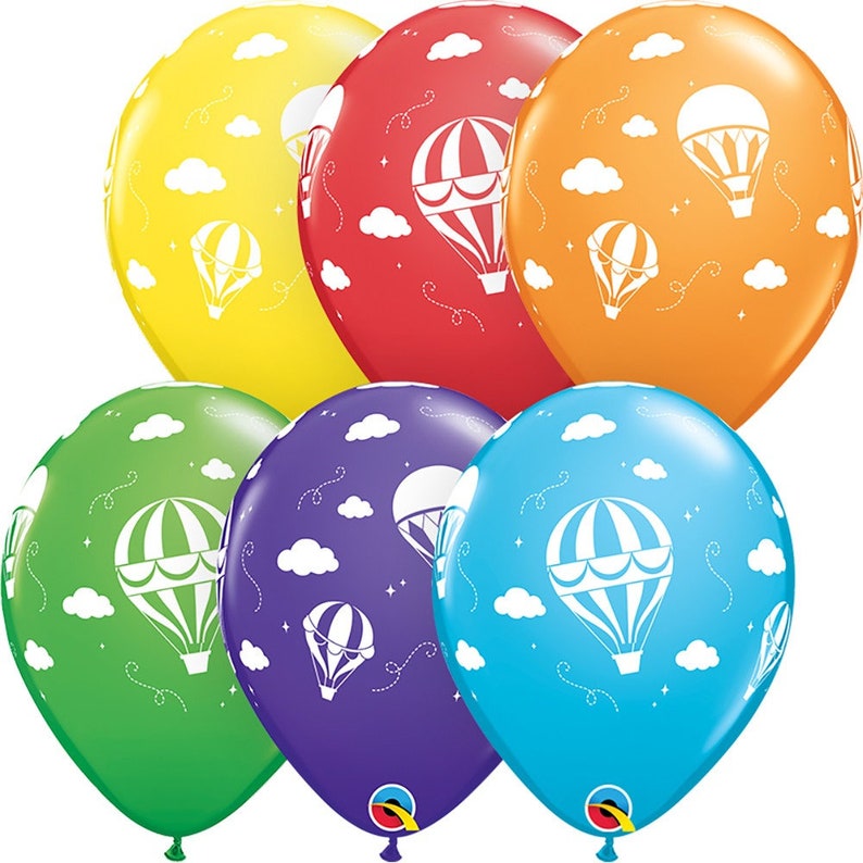Assorted Bold Colors party decoration 12ct Hot Air Balloons Around 11 latex balloons FAST SHIP