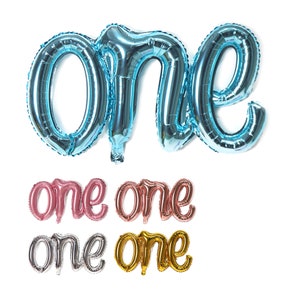 one script 26" foil balloon, word balloons, letter, letters, Free and FAST SHIP (includes straw)