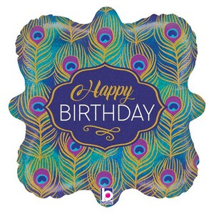 TWO Peacock Feathers foil balloons, Happy Birthday, Glitter, party decoration, beautiful, bird, FAST SHIP