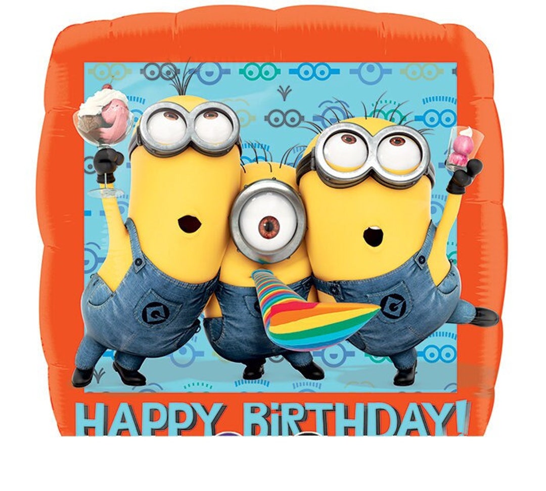 Two Minions Balloon with stickers card stands maker for all kibs